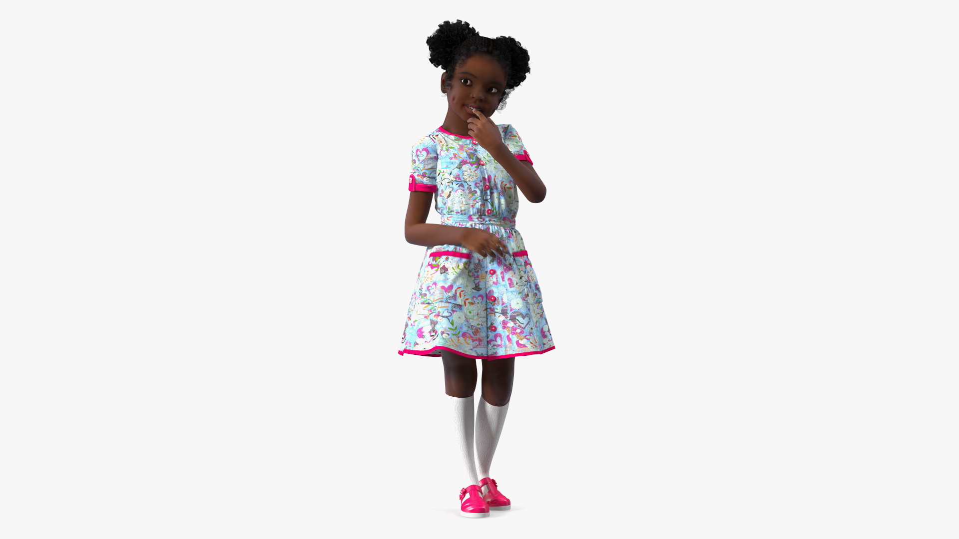 3D model Black Girl Child Everyday Style Standing