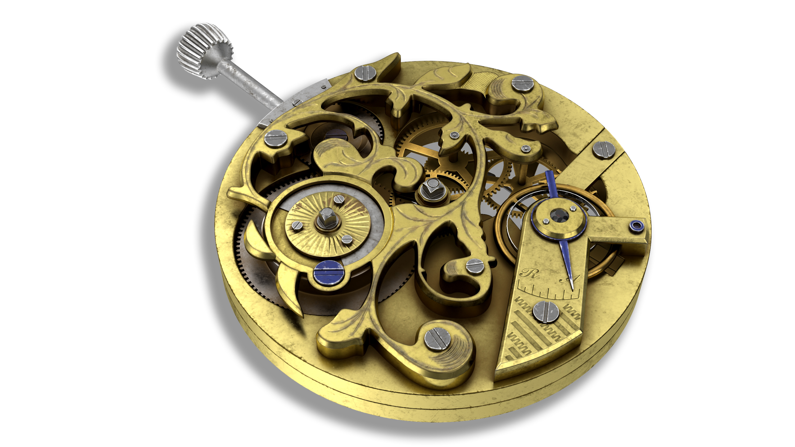 Vintage Watch Movement Mechanism 3D