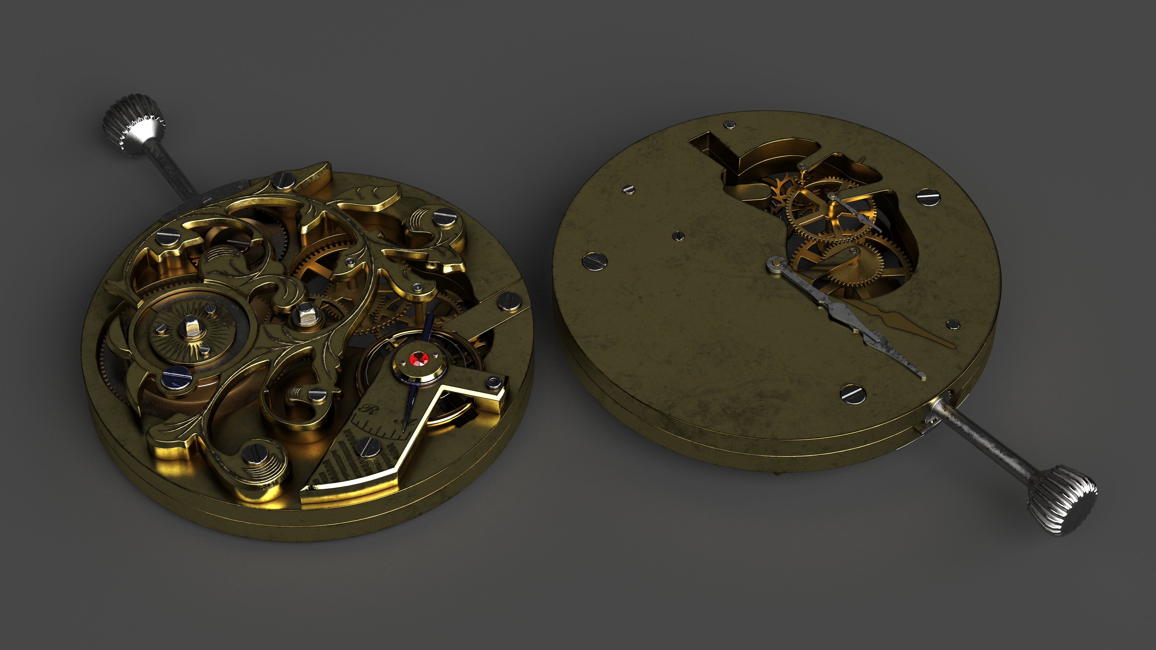 Vintage Watch Movement Mechanism 3D