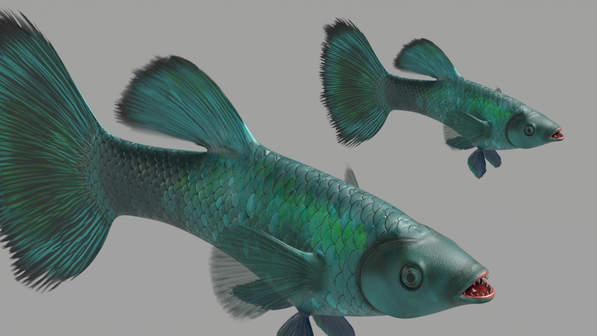 3D model Guppy Fish Malachite