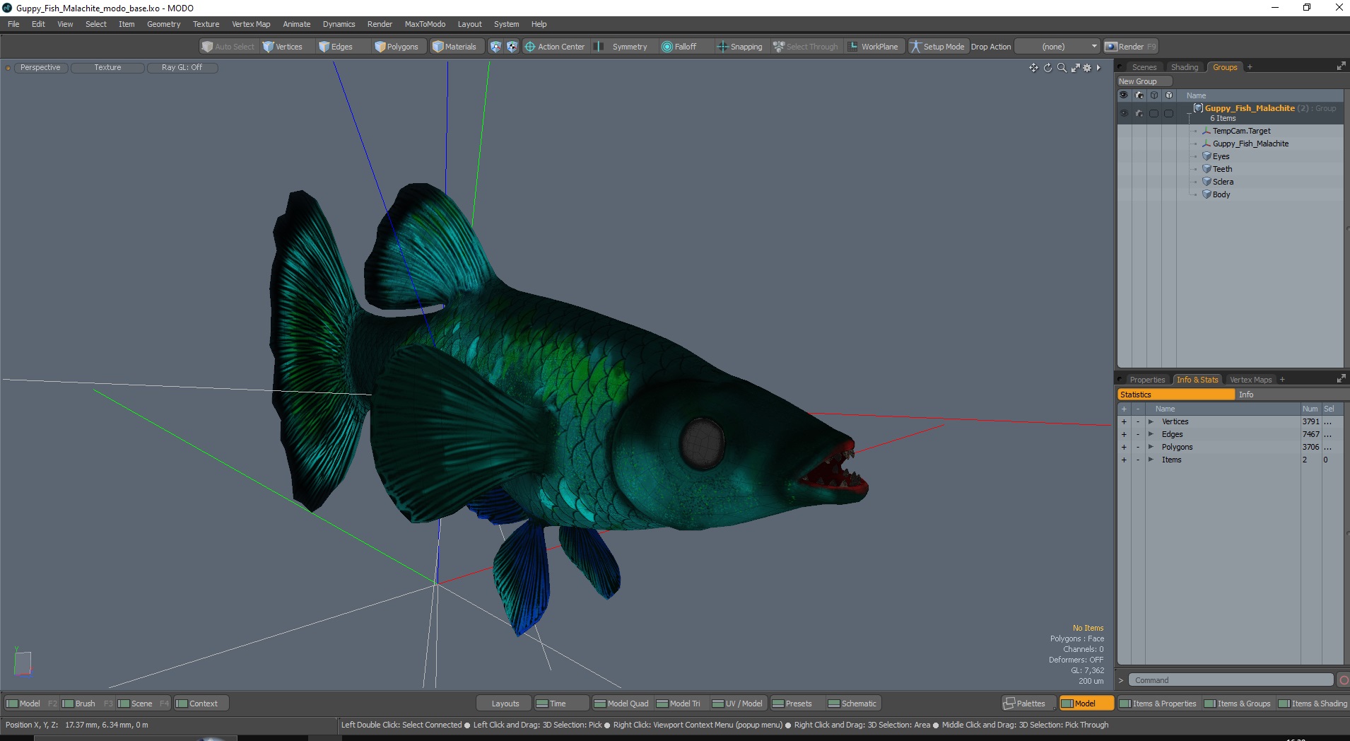 3D model Guppy Fish Malachite