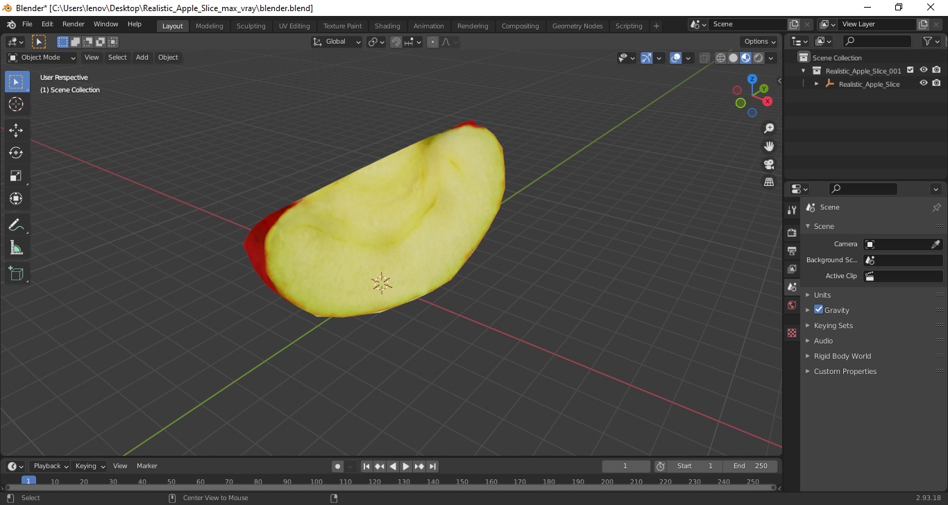 3D Realistic Apple Slice