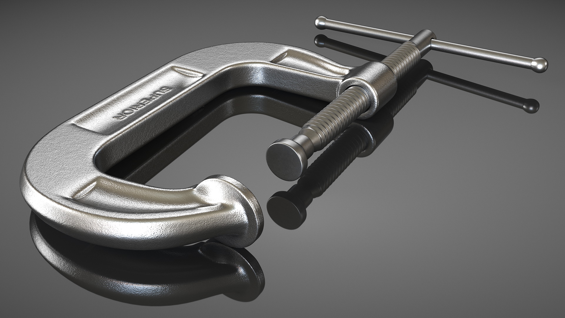 3D Stainless Steel C-Clamp model