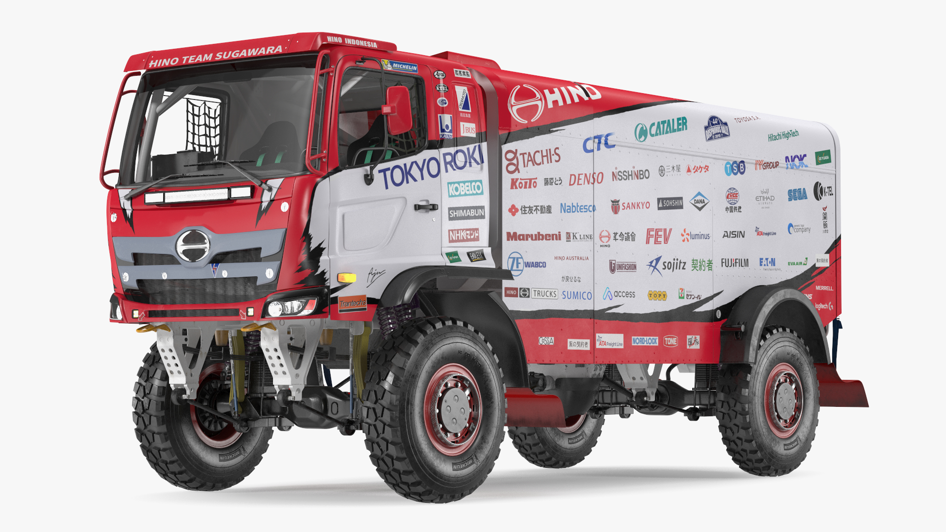 Dakar Truck Hino Lights On Rigged for Maya 3D