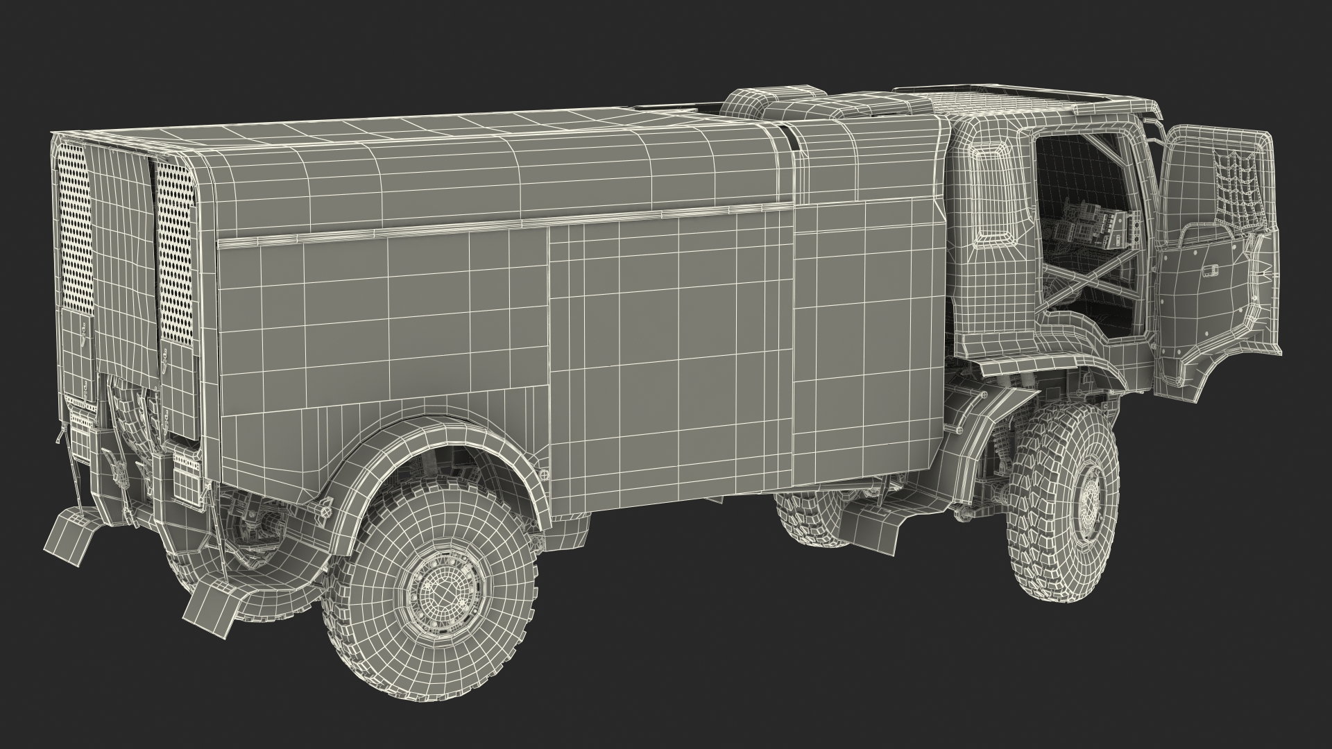 Dakar Truck Hino Lights On Rigged for Maya 3D