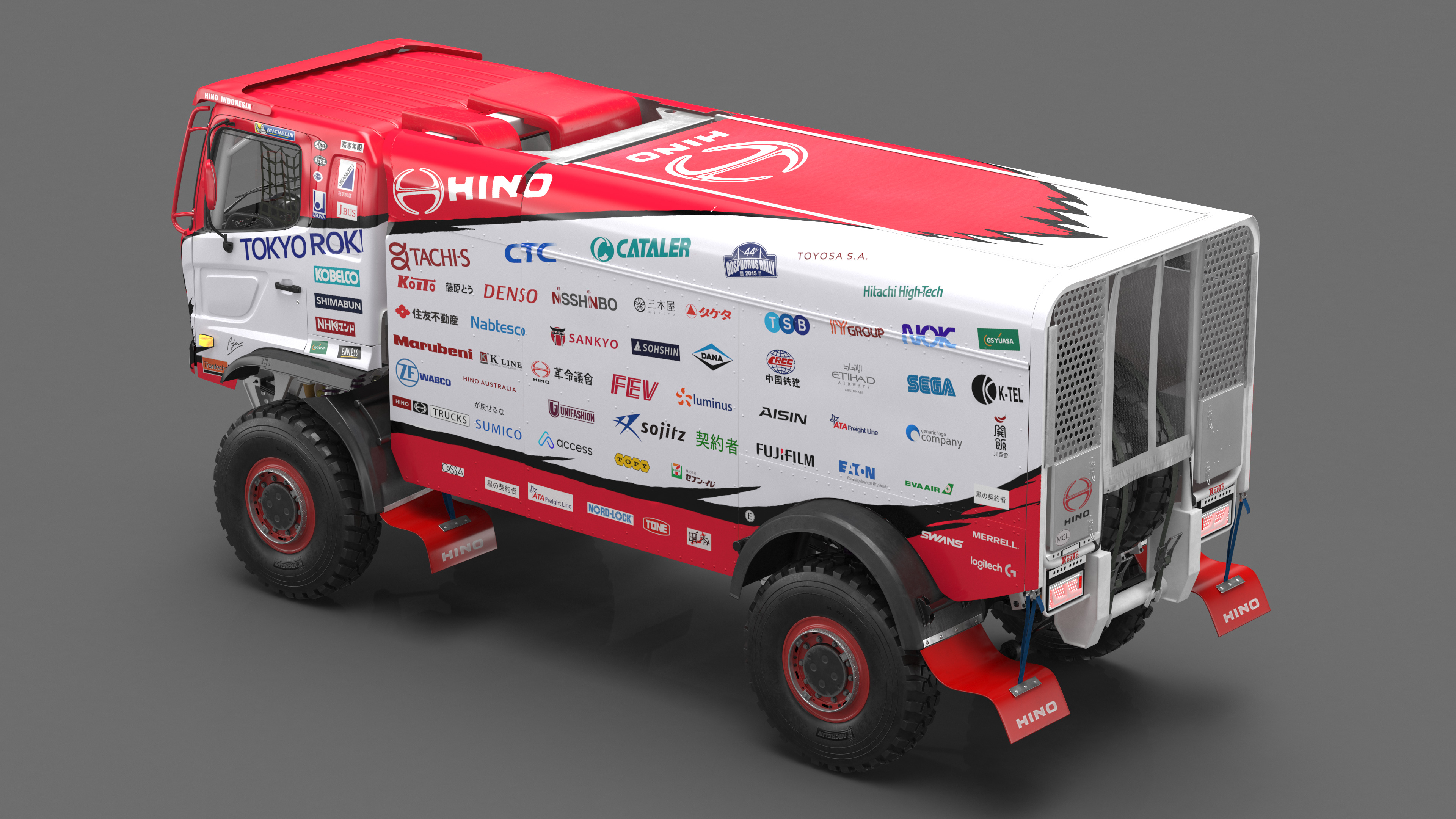 Dakar Truck Hino Lights On Rigged for Maya 3D