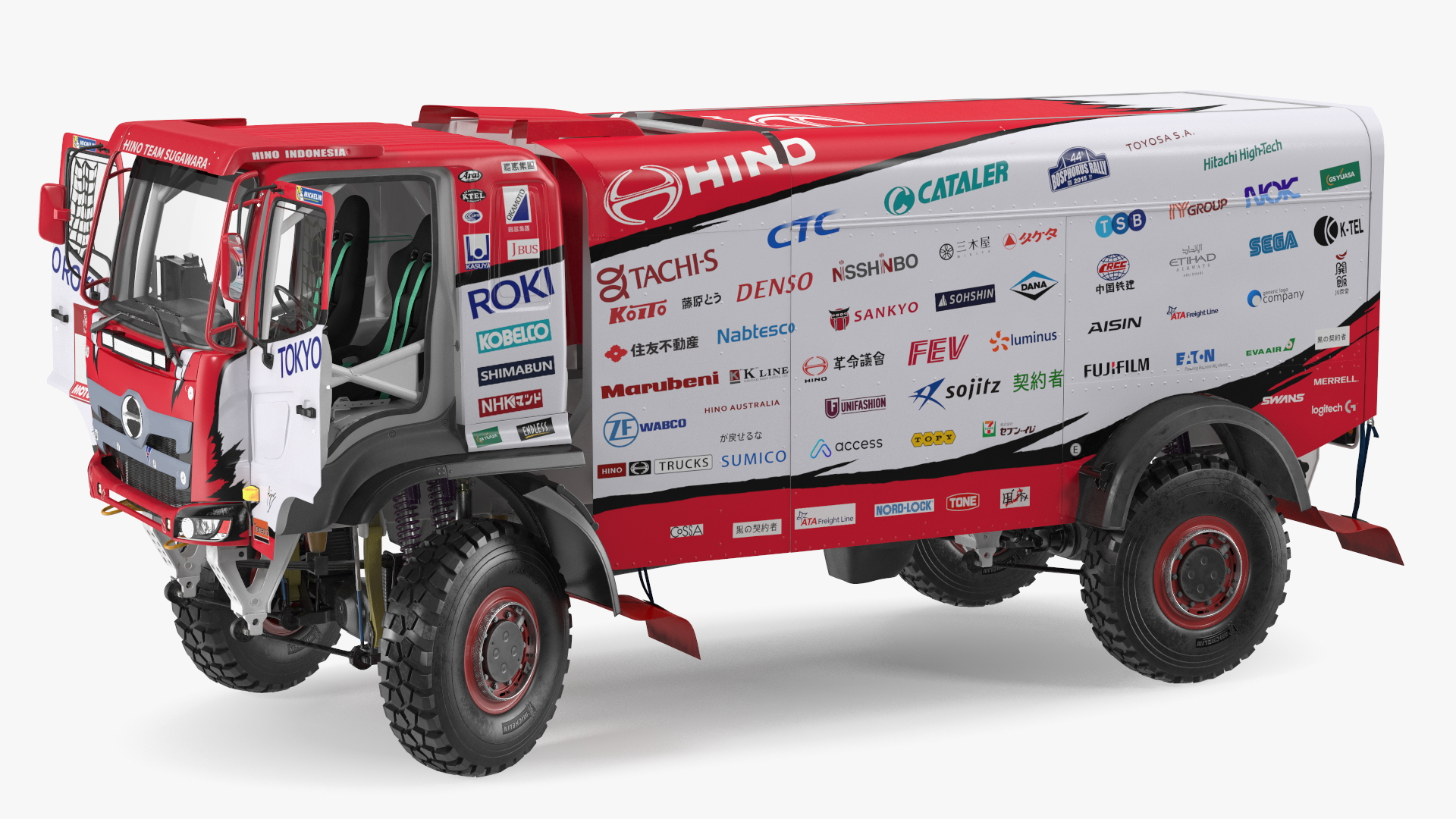 Dakar Truck Hino Lights On Rigged for Maya 3D