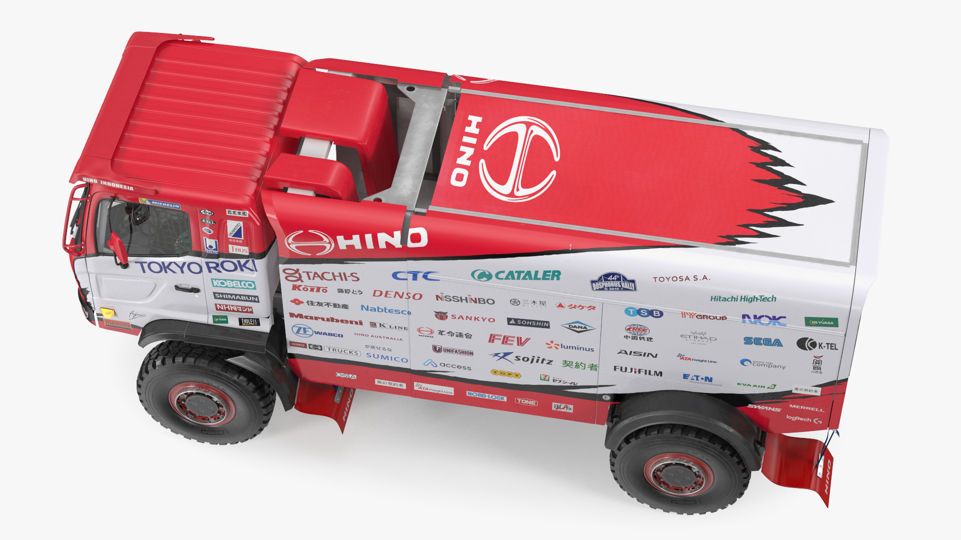 3D Dakar Truck Hino Lights On Rigged model