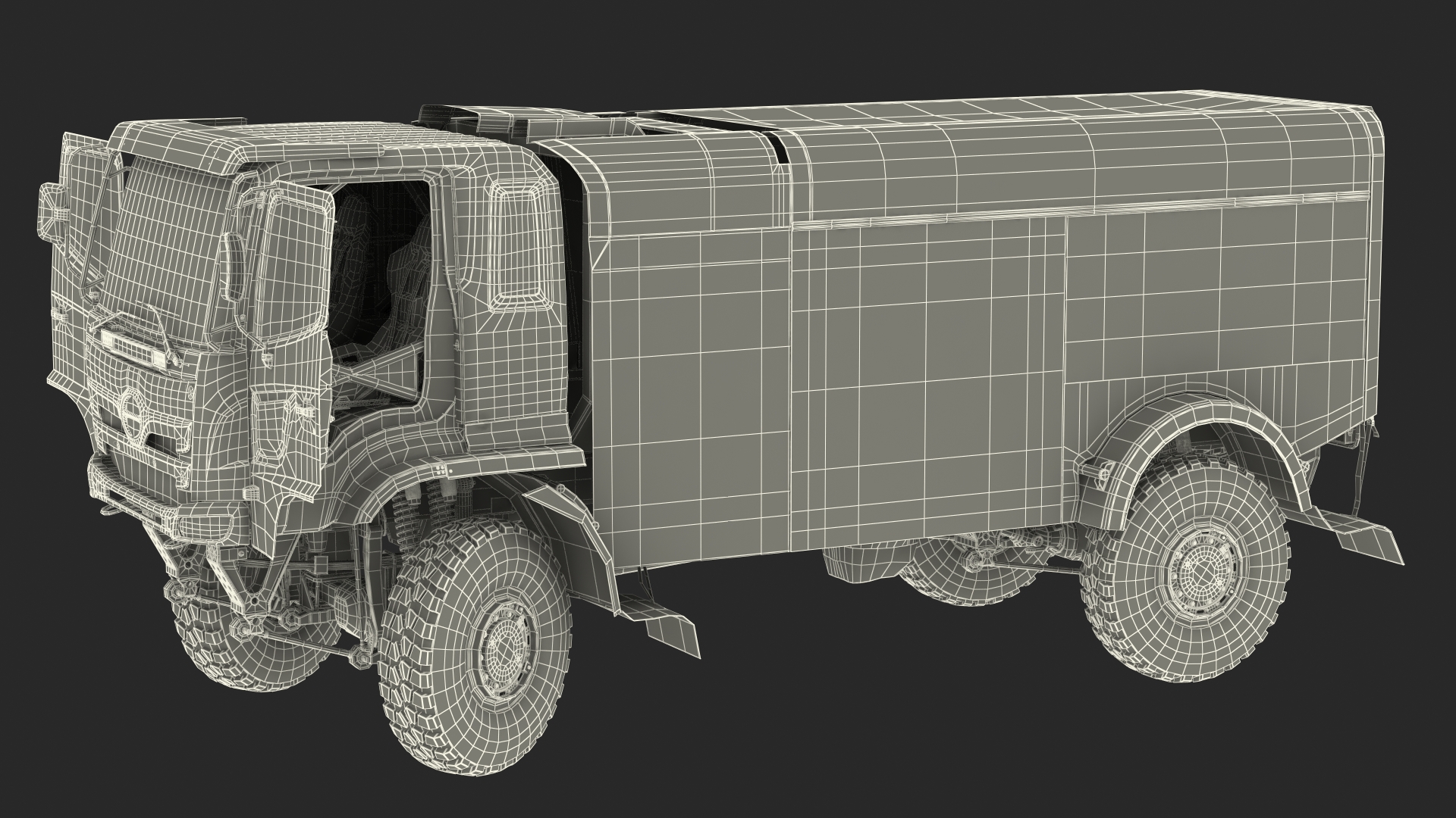 Dakar Truck Hino Lights On Rigged for Maya 3D