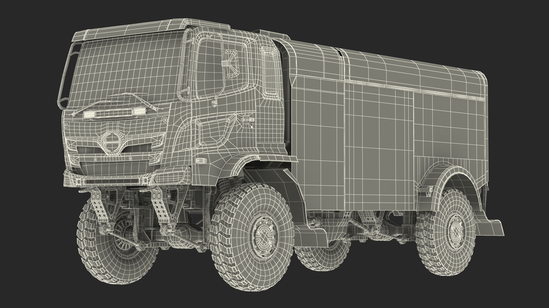 Dakar Truck Hino Lights On Rigged for Maya 3D