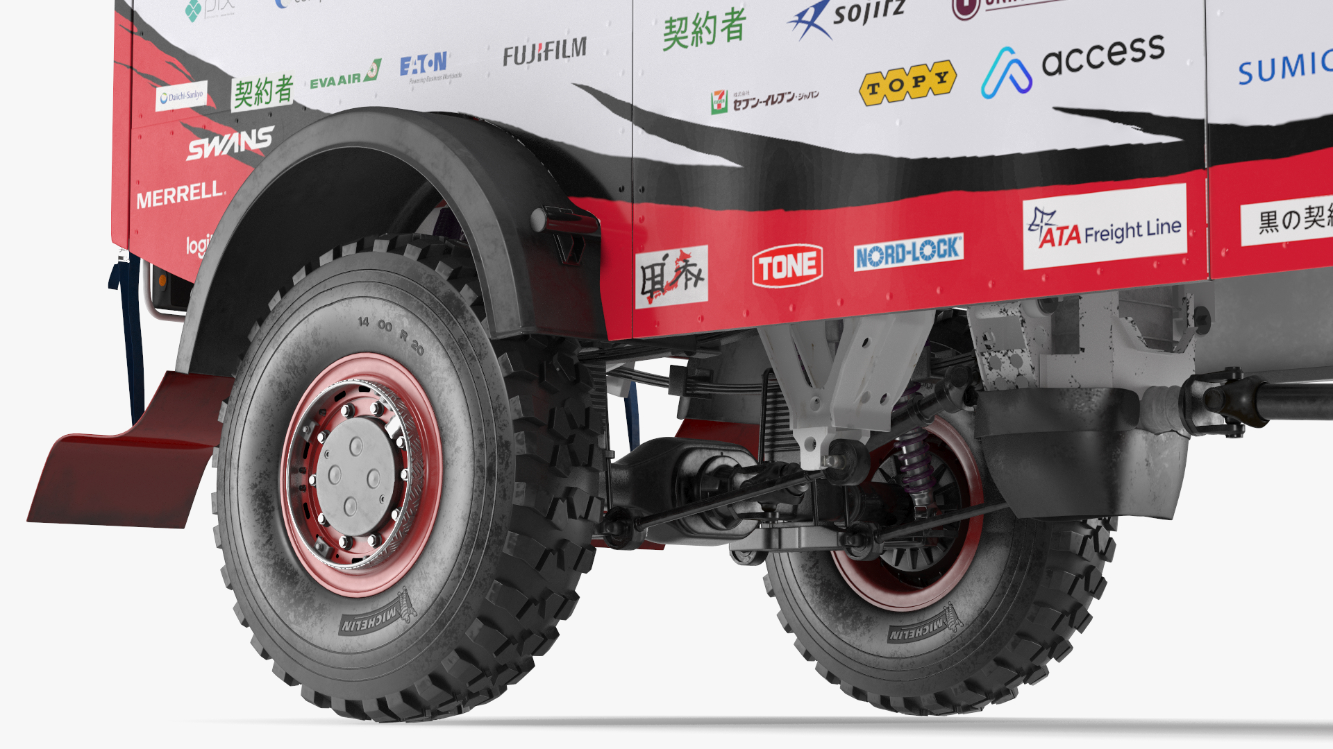 3D Dakar Truck Hino Lights On Rigged model