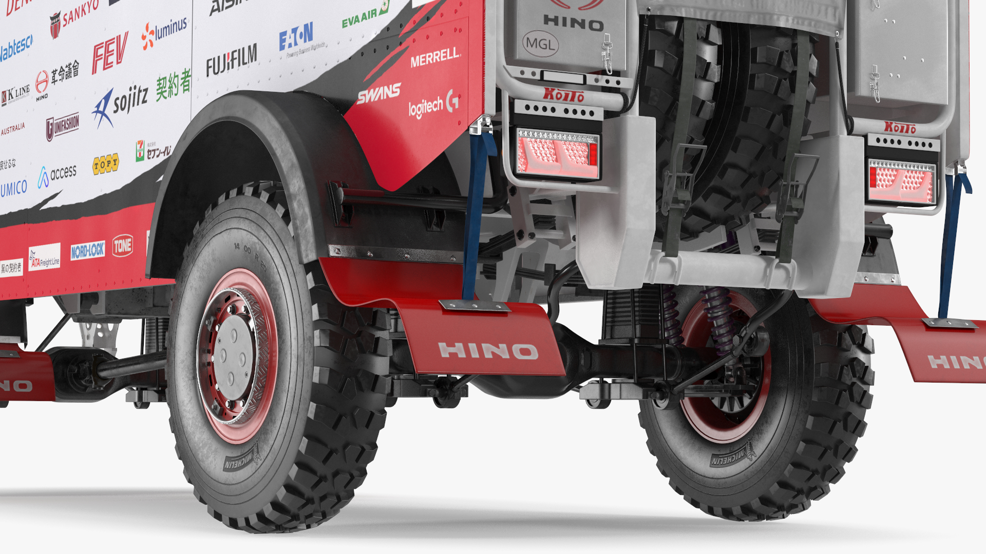 3D Dakar Truck Hino Lights On Rigged model