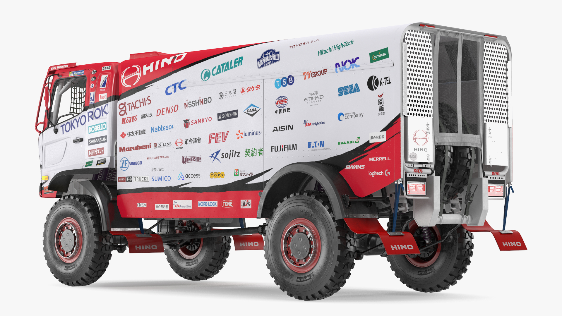 Dakar Truck Hino Lights On Rigged for Maya 3D