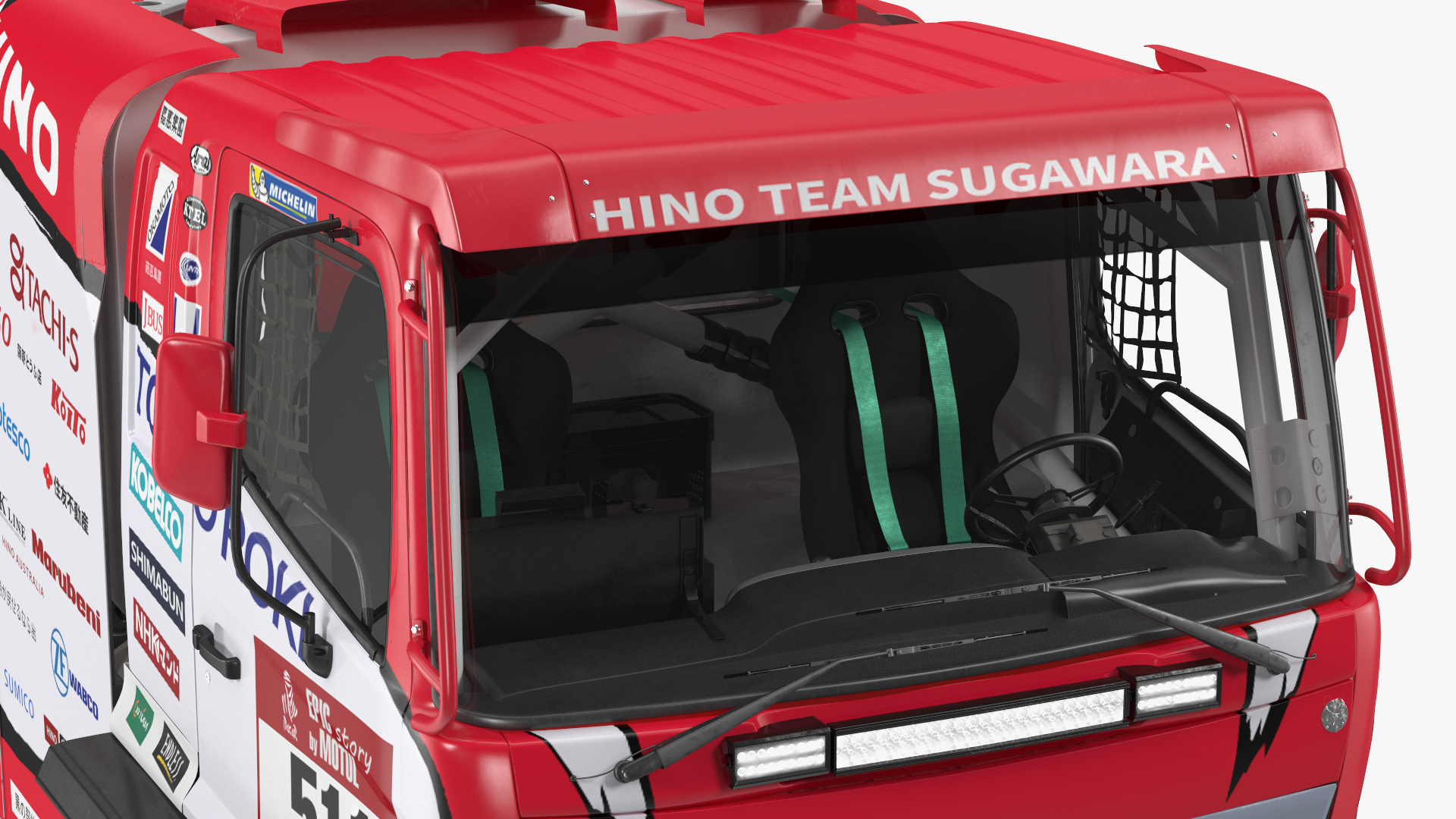 Dakar Truck Hino Lights On Rigged for Maya 3D