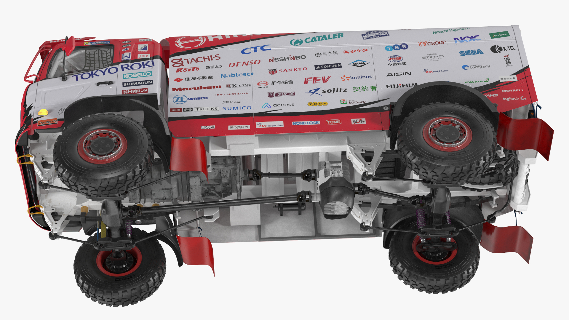 Dakar Truck Hino Lights On Rigged for Maya 3D