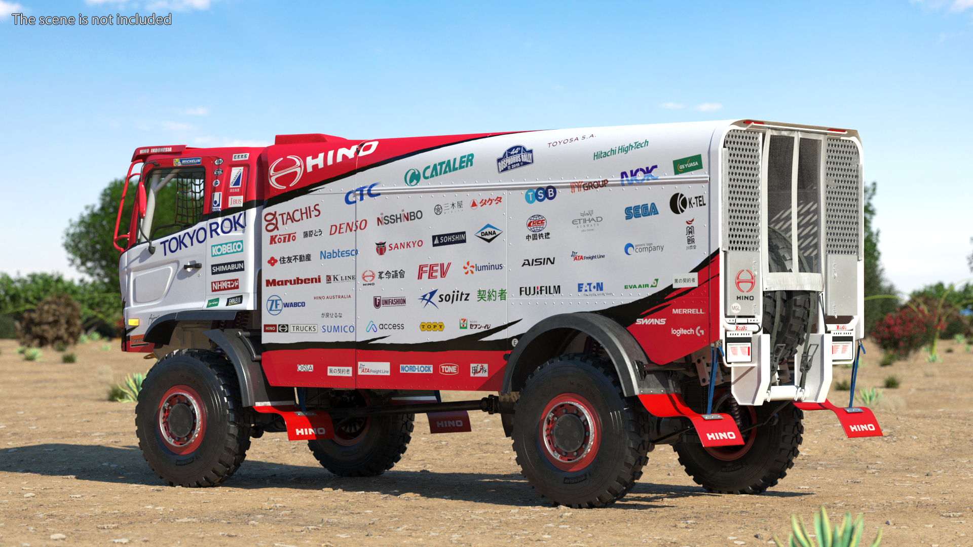 Dakar Truck Hino Lights On Rigged for Maya 3D