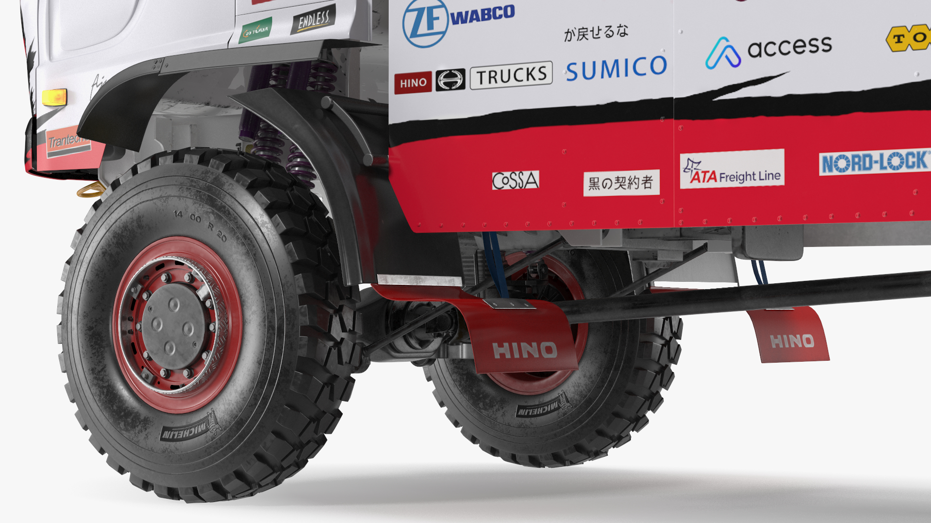 Dakar Truck Hino Lights On Rigged for Maya 3D