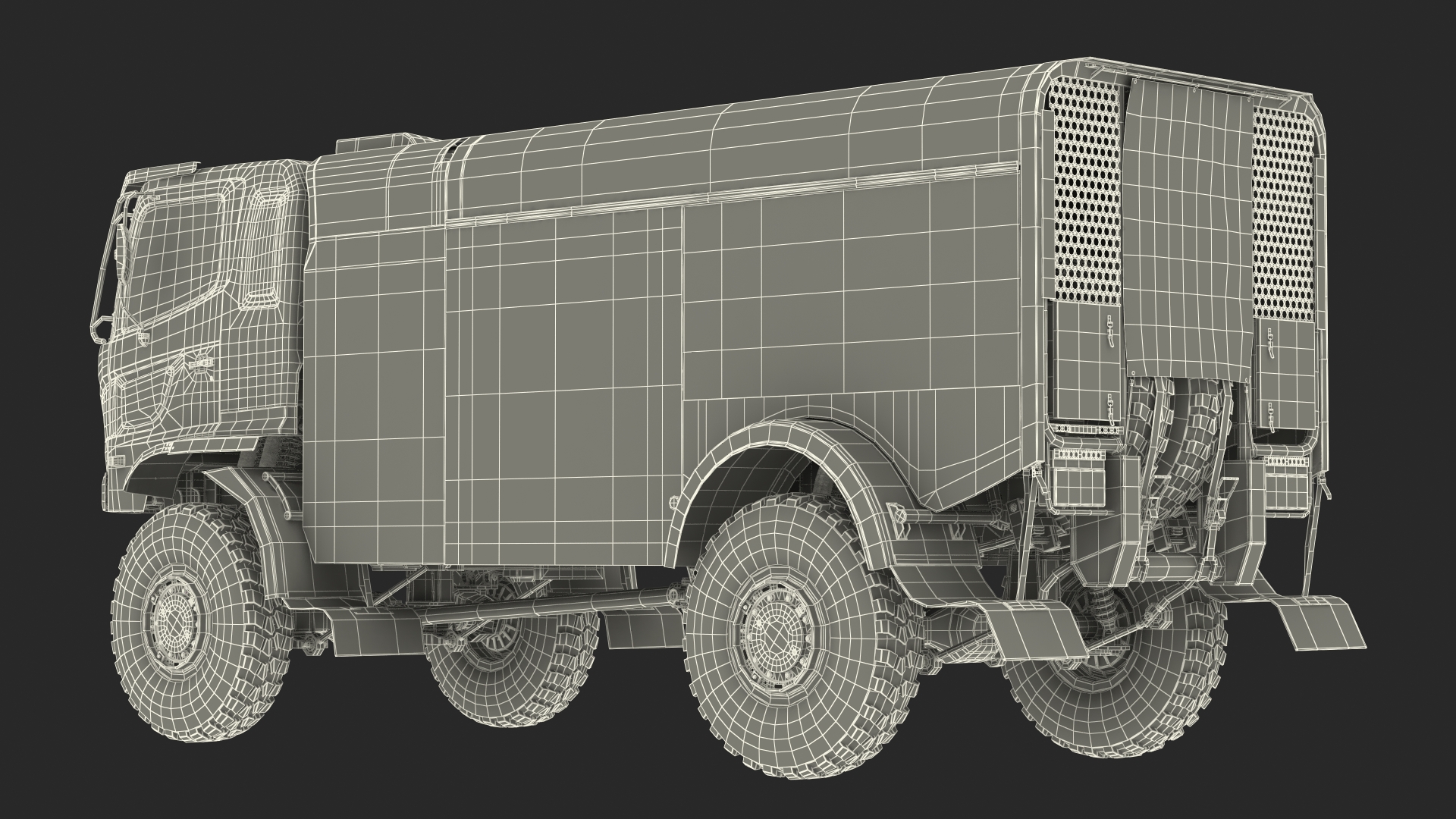 Dakar Truck Hino Lights On Rigged for Maya 3D