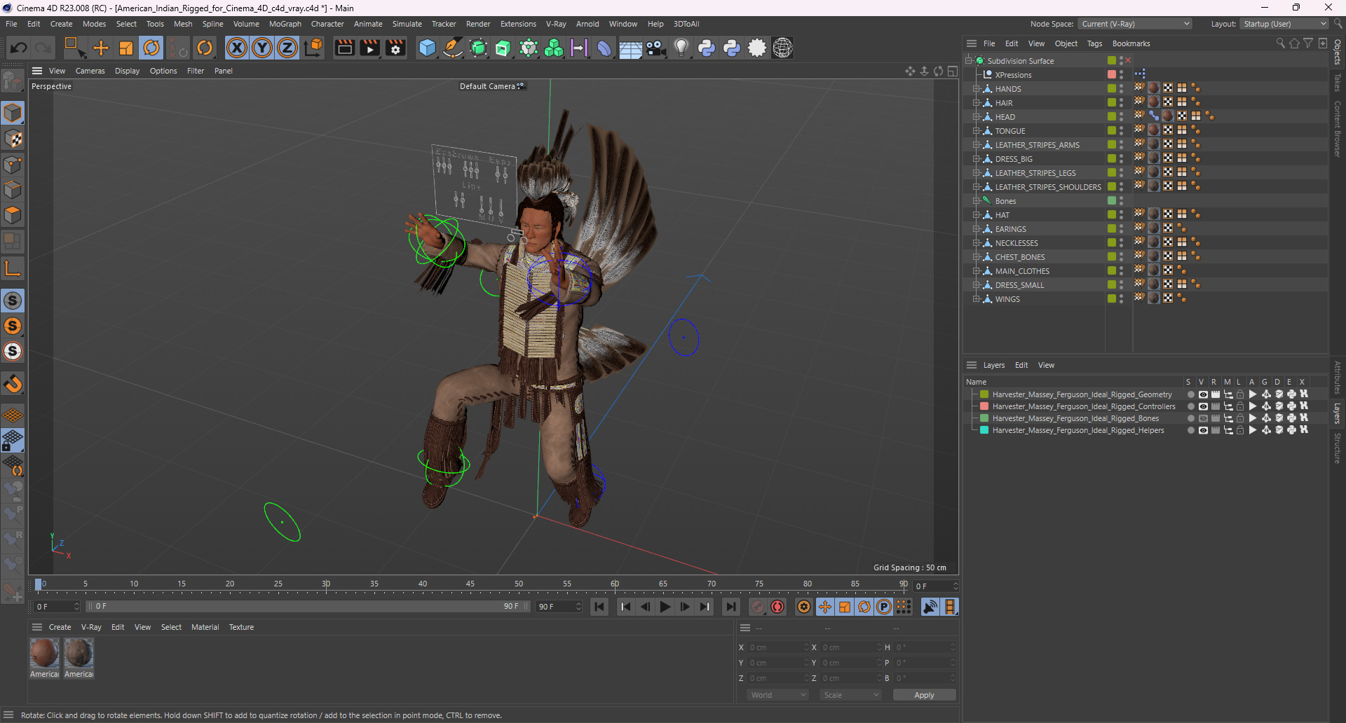 3D American Indian Rigged for Cinema 4D