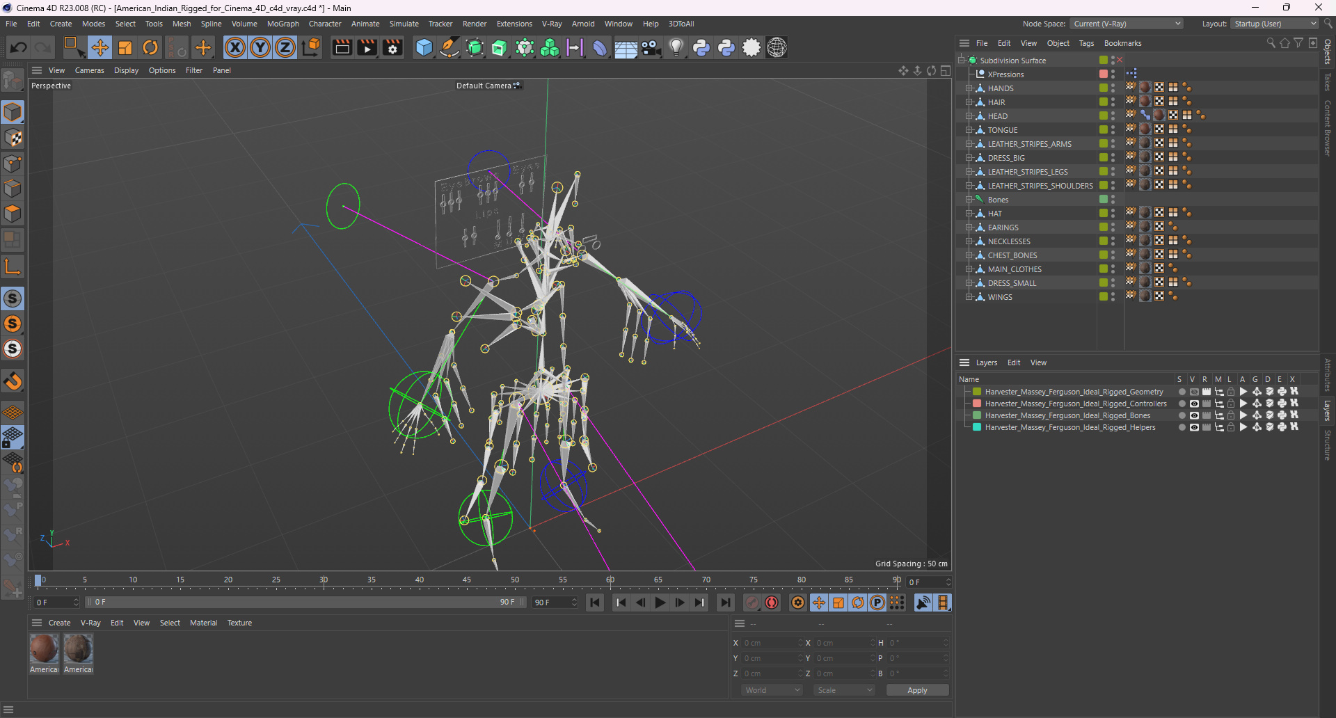 3D American Indian Rigged for Cinema 4D