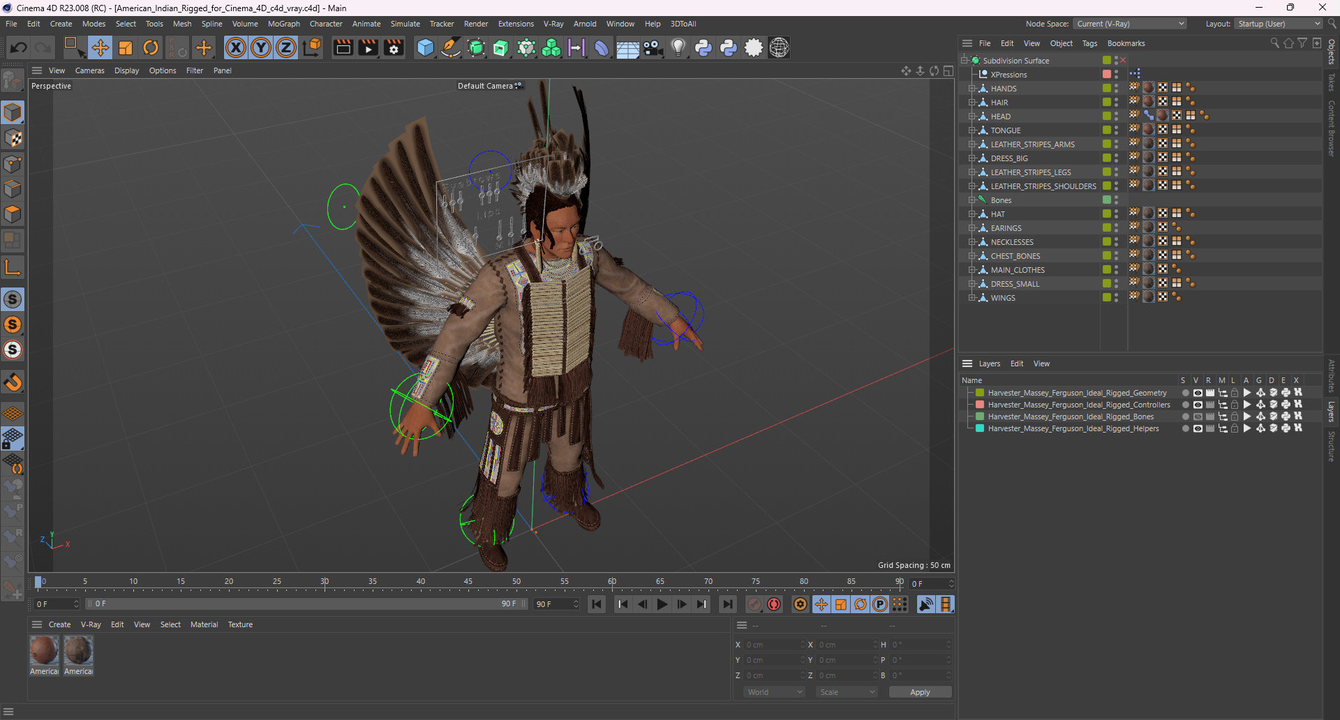 3D American Indian Rigged for Cinema 4D