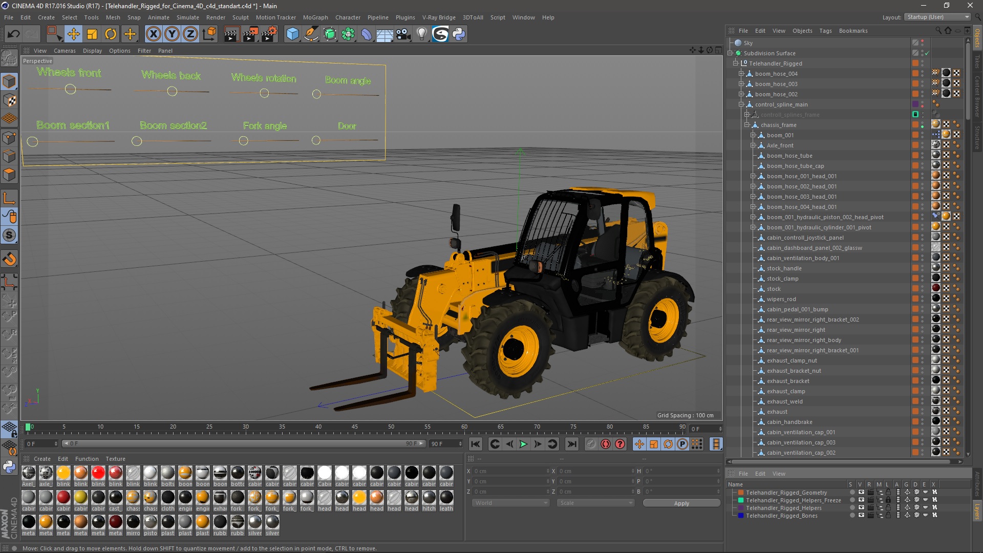 Telehandler Rigged for Cinema 4D 3D