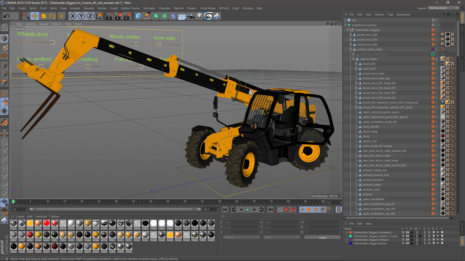 Telehandler Rigged for Cinema 4D 3D