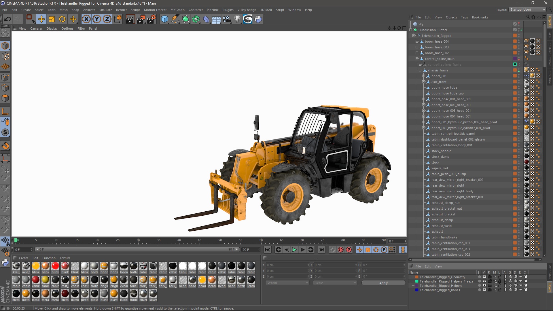 Telehandler Rigged for Cinema 4D 3D