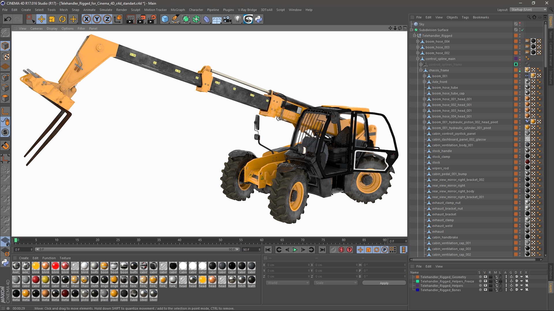 Telehandler Rigged for Cinema 4D 3D