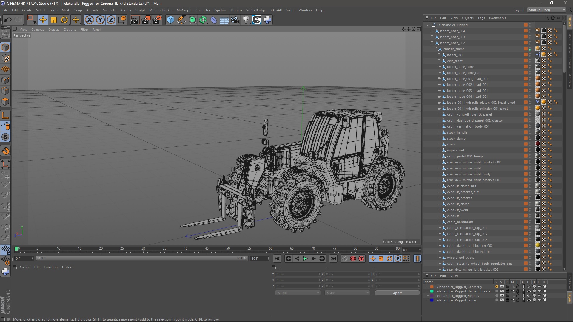 Telehandler Rigged for Cinema 4D 3D