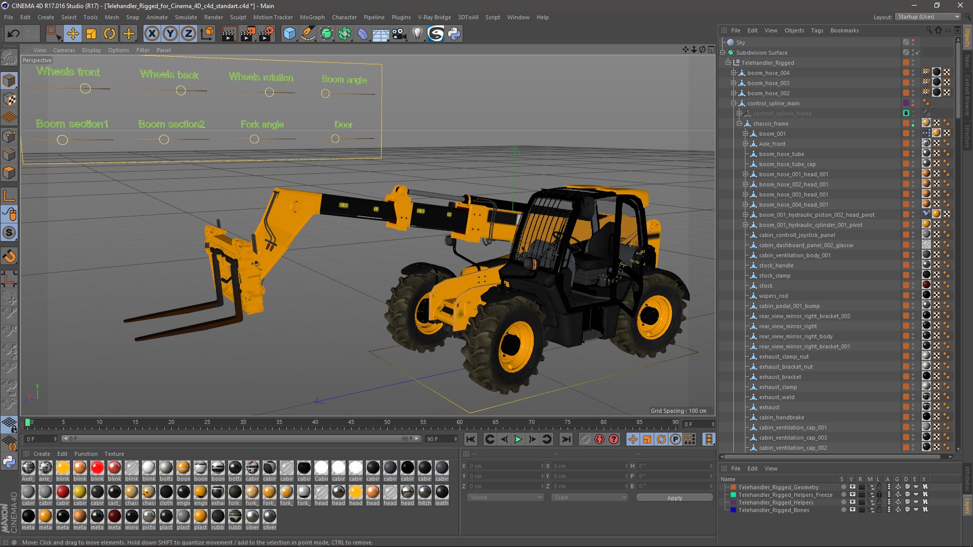 Telehandler Rigged for Cinema 4D 3D