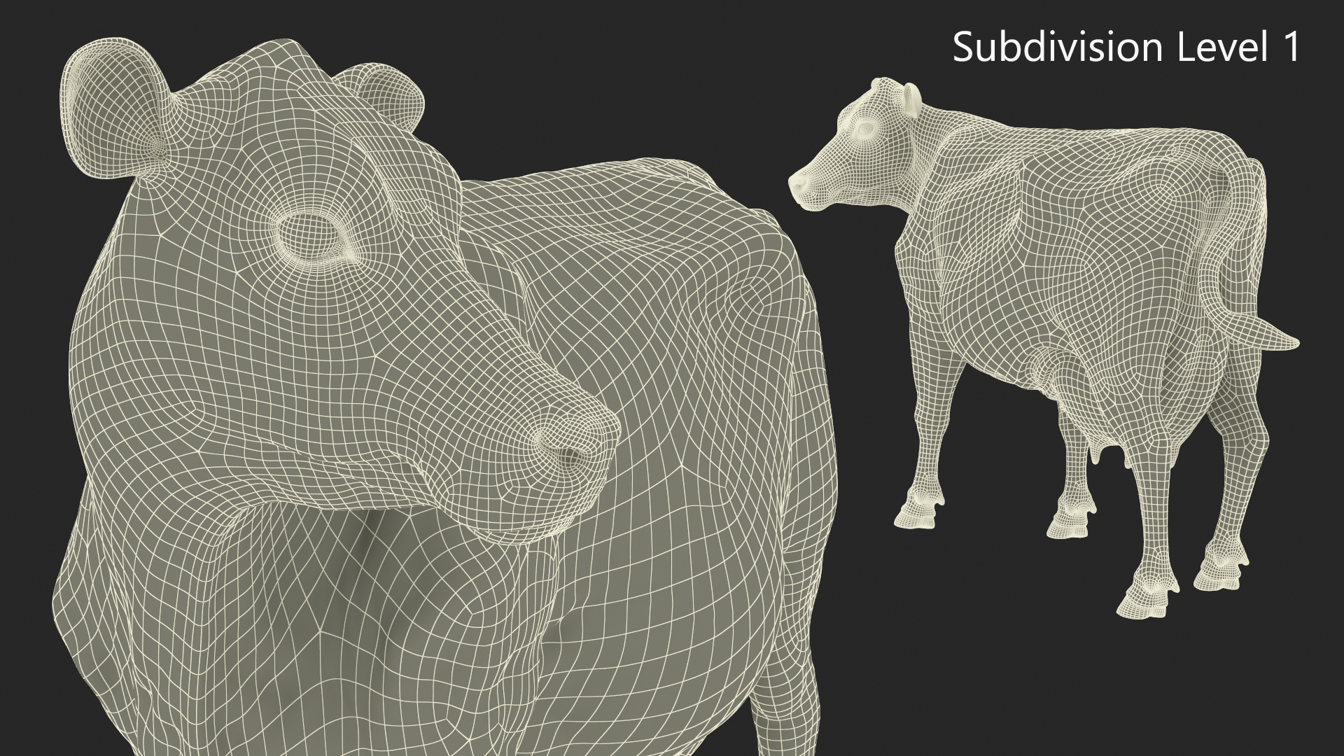 3D Channel Island Cow Beige Fur model