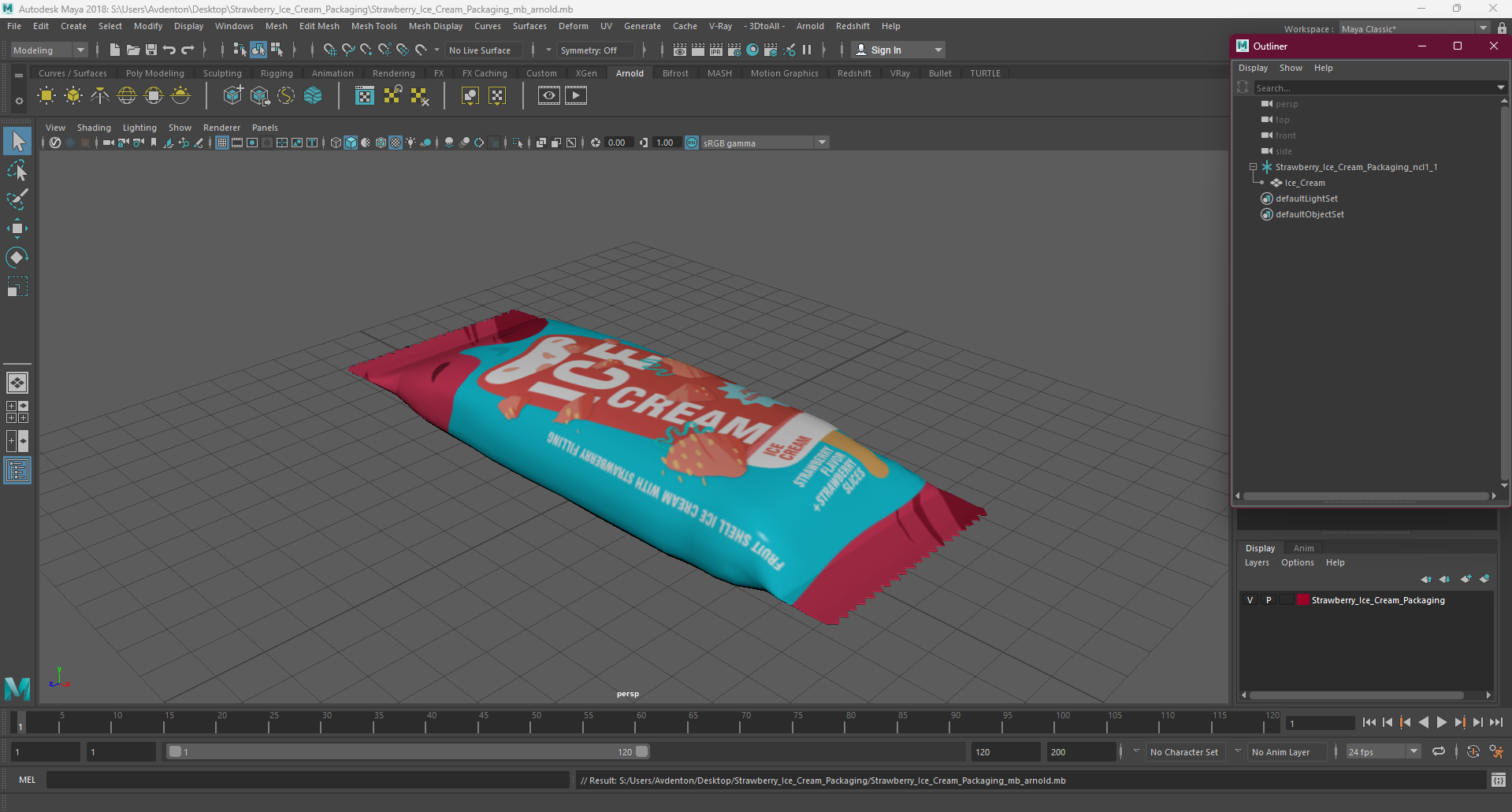 3D model Strawberry Ice Cream Packaging