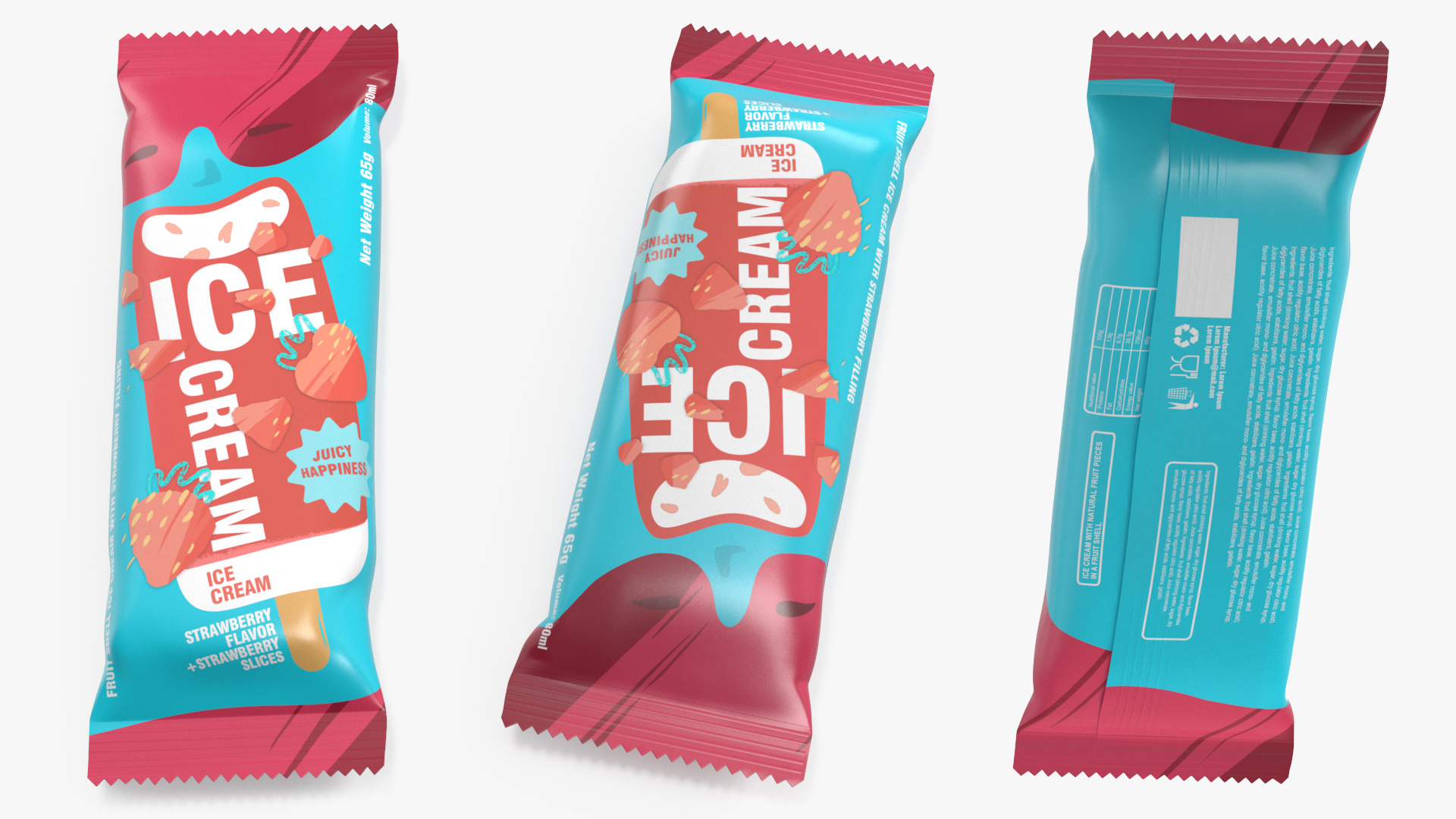 3D model Strawberry Ice Cream Packaging