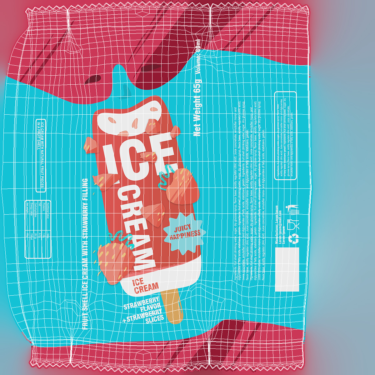 3D model Strawberry Ice Cream Packaging