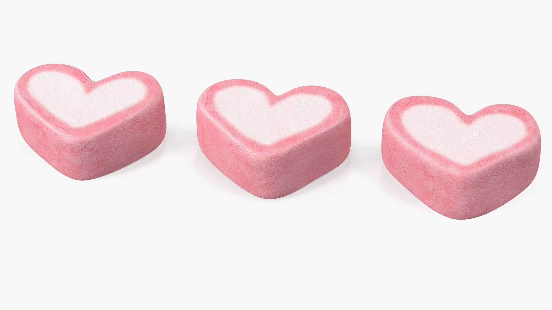 3D Pink and White Marshmallow Hearts model