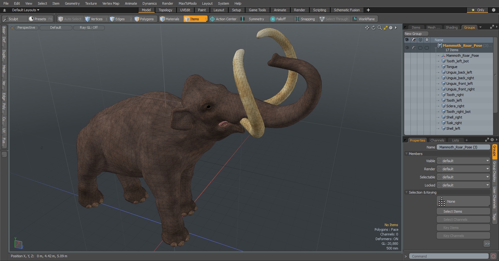 Mammoth Roar Pose 3D