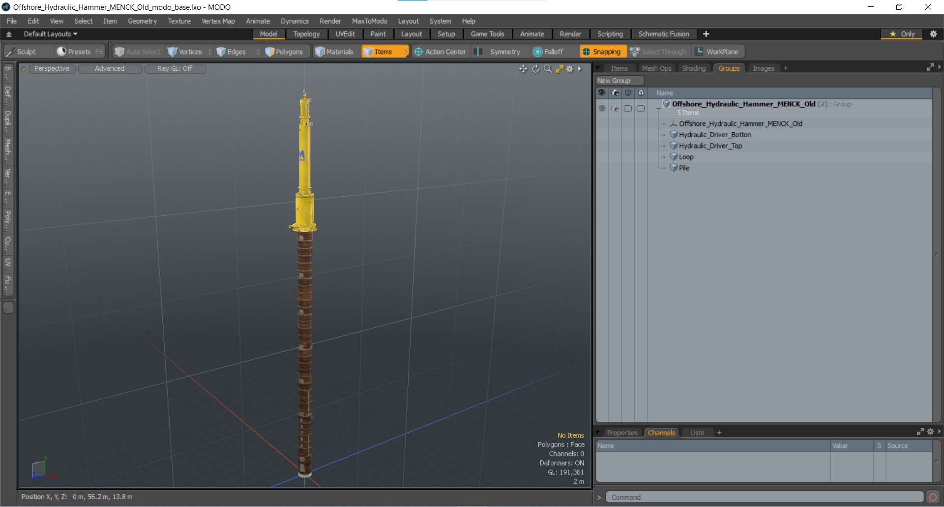 3D model Offshore Hydraulic Hammer MENCK Old