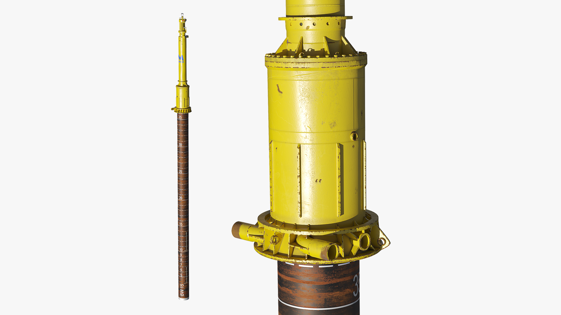 3D model Offshore Hydraulic Hammer MENCK Old