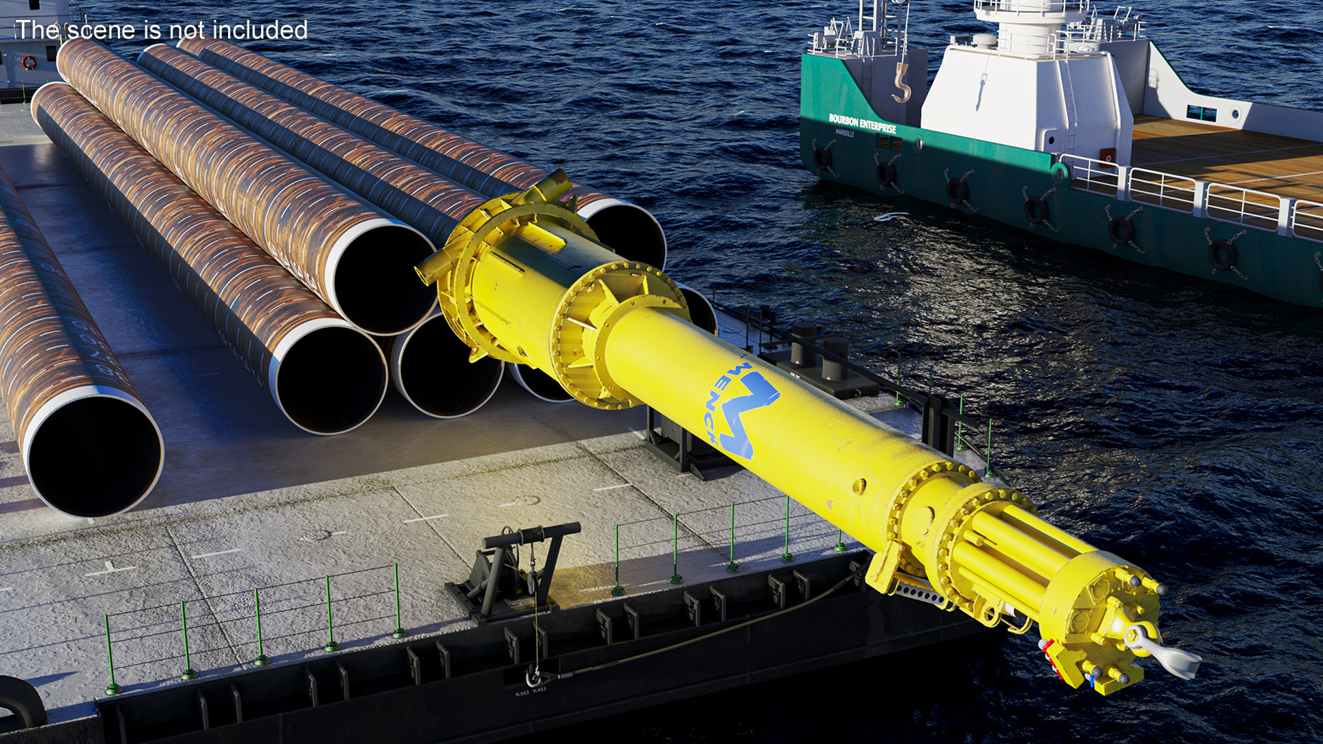 3D model Offshore Hydraulic Hammer MENCK Old