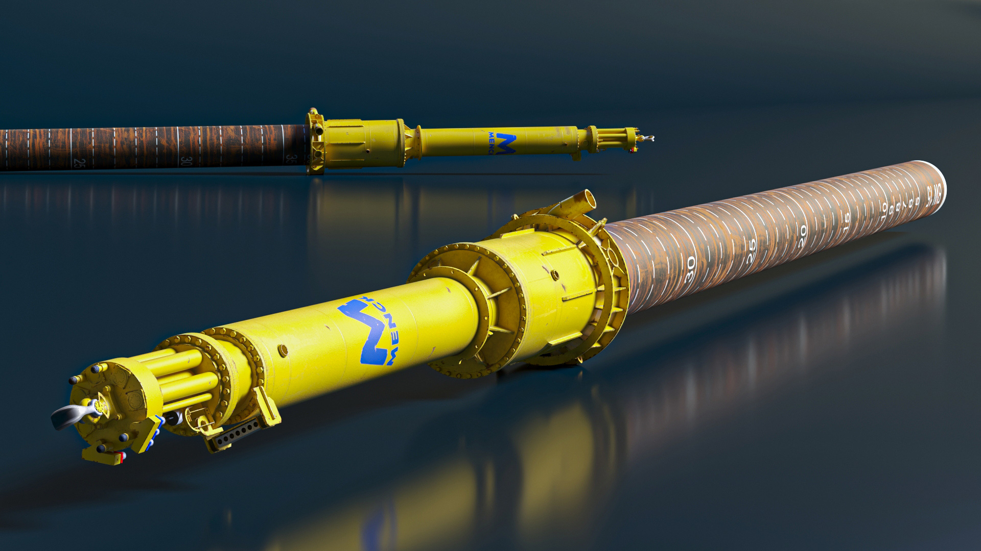 3D model Offshore Hydraulic Hammer MENCK Old