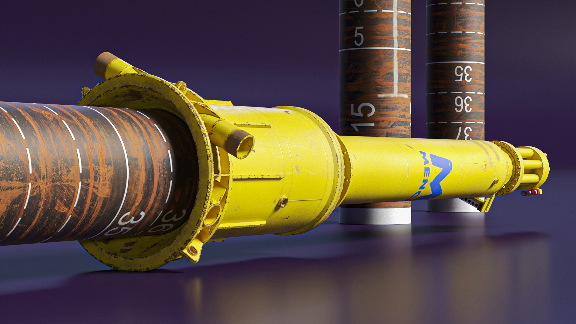 3D model Offshore Hydraulic Hammer MENCK Old