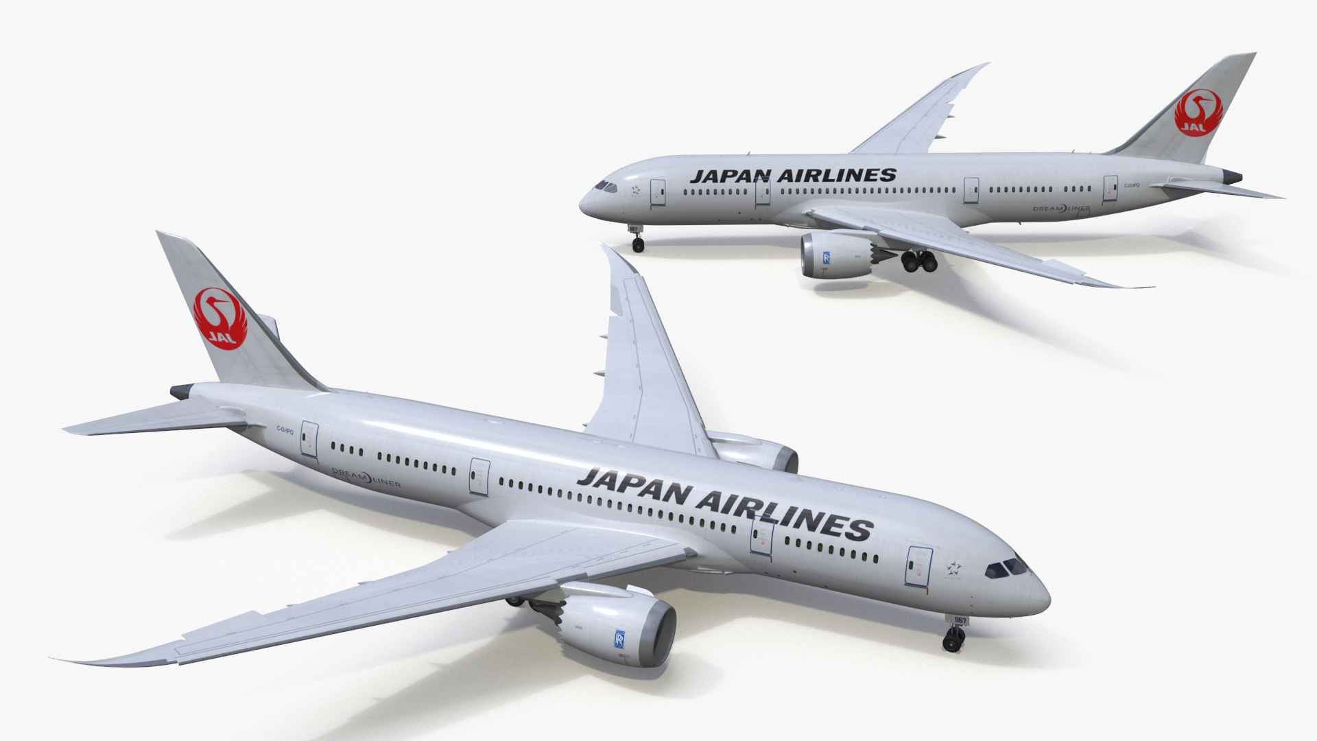 Boeing 787 Dreamliner Japan Airlines Rigged for Maya 3D