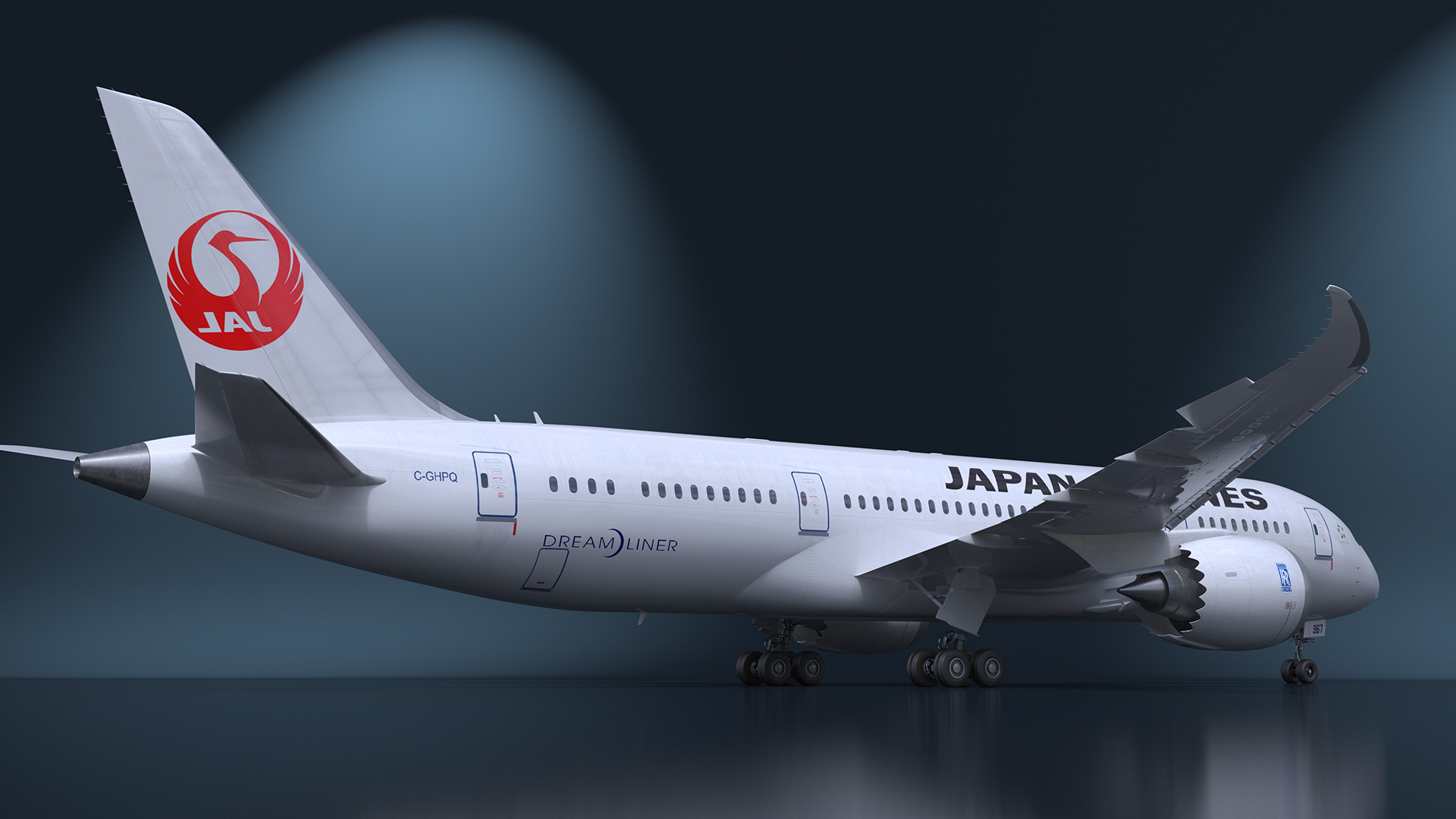 Boeing 787 Dreamliner Japan Airlines Rigged for Maya 3D