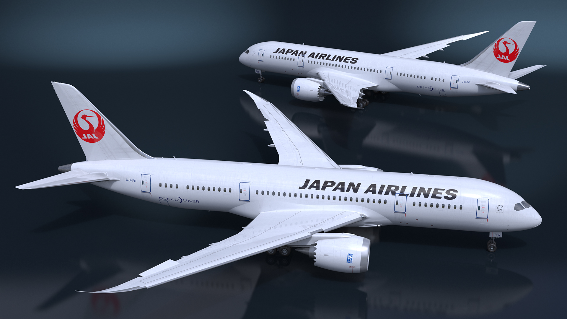 Boeing 787 Dreamliner Japan Airlines Rigged for Maya 3D