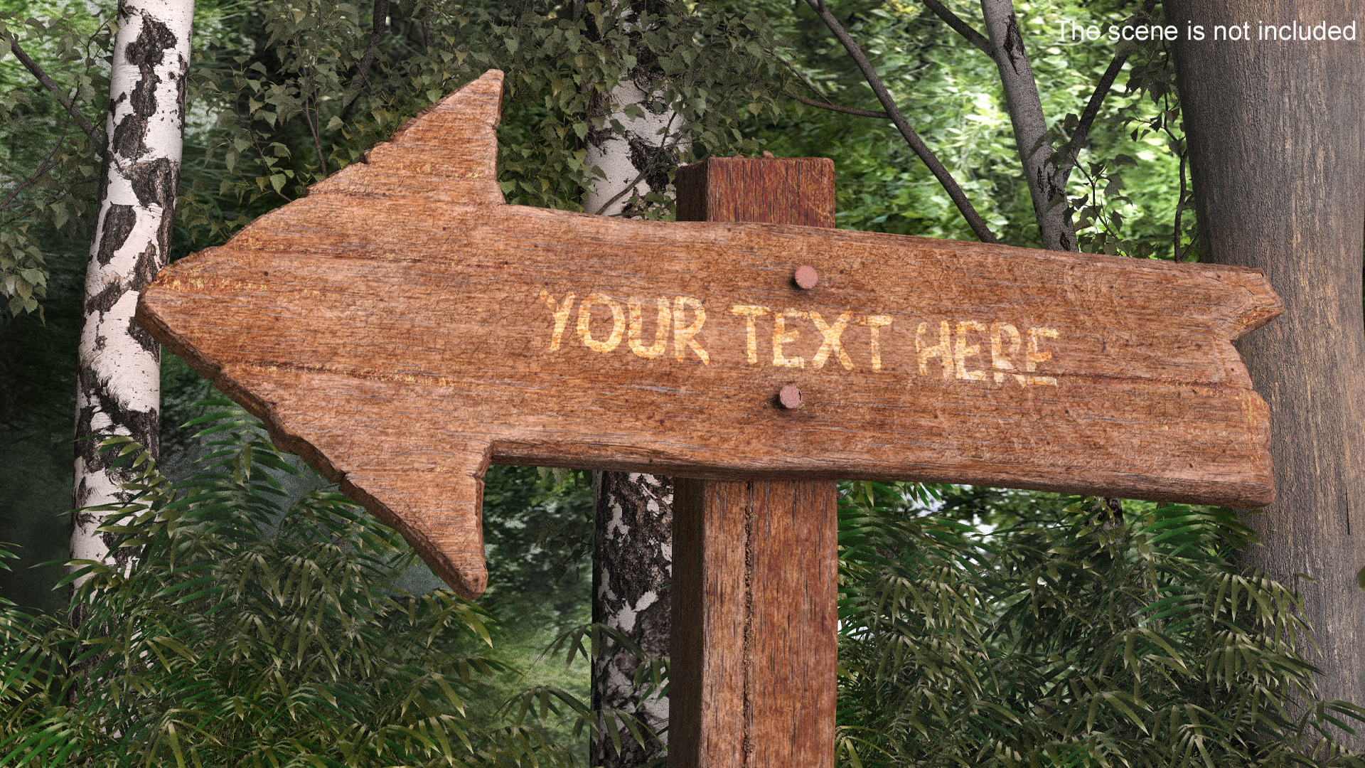 Old Wooden Arrow Signpost Mockup 3D