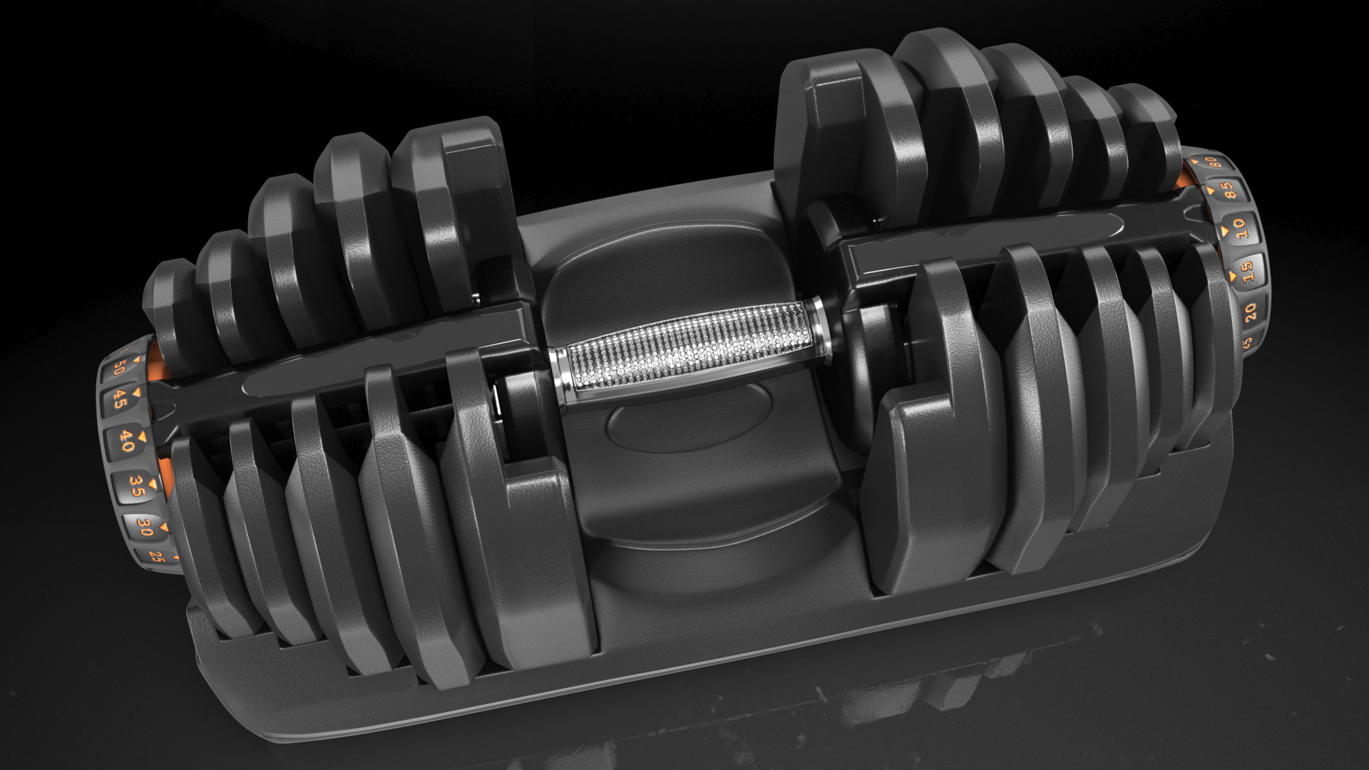 Dial Weight Adjusting Dumbbell with Holder 3D