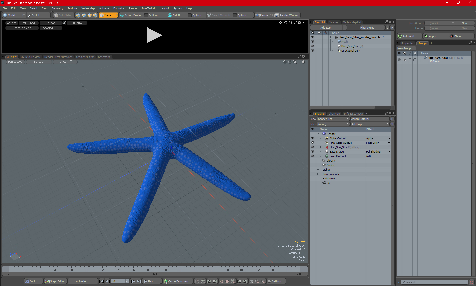 3D Blue Sea Star model