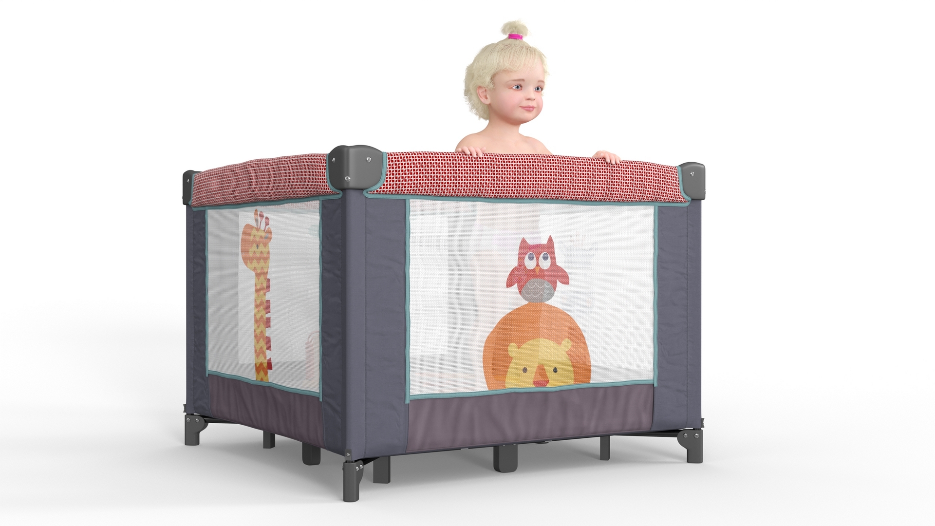 3D model Little Girl in Textile Playpen