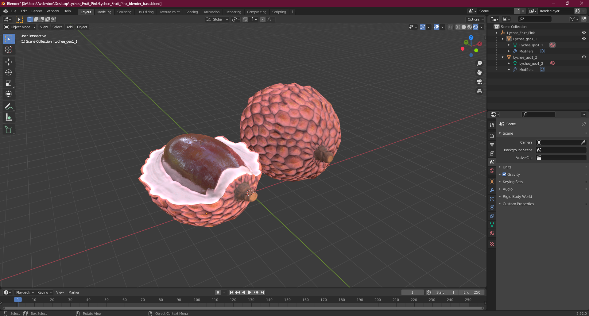 Lychee Fruit Pink 3D